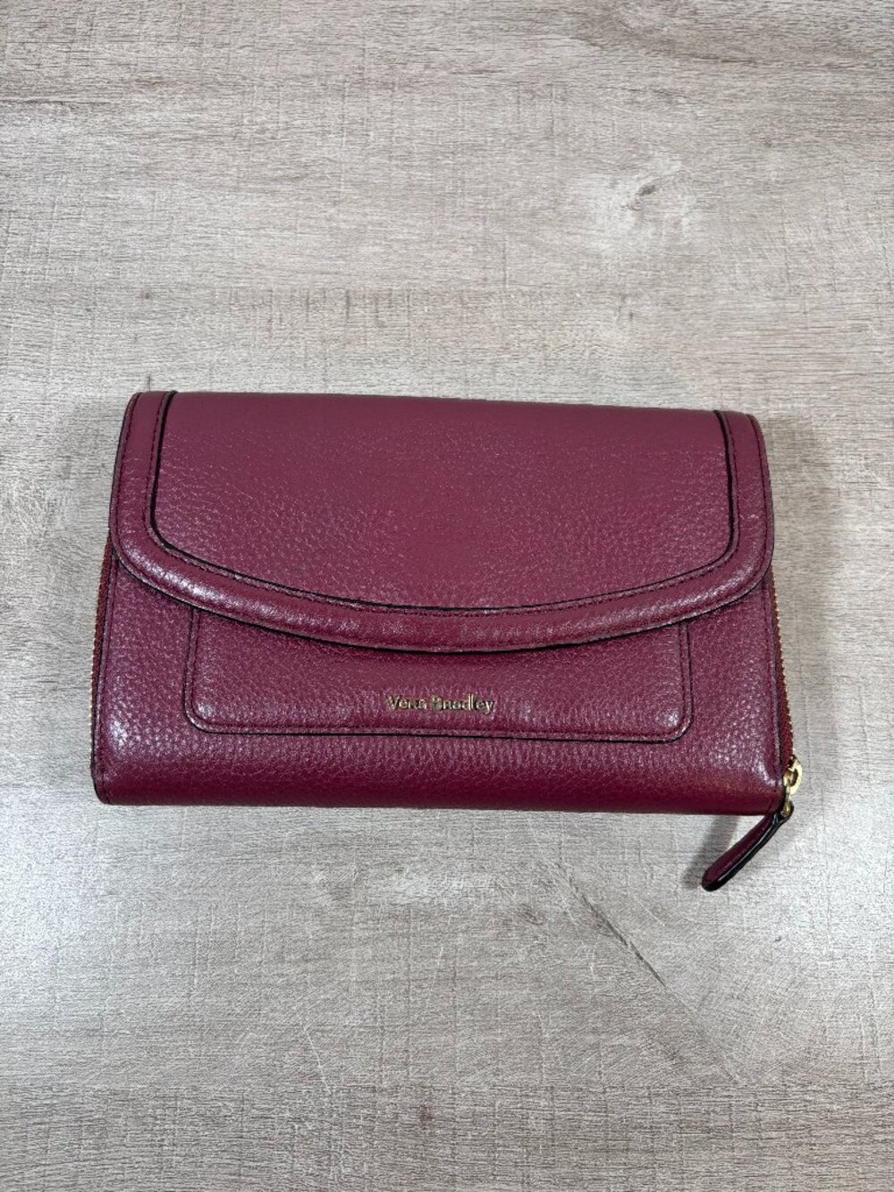 Vera Bradley Leather Riley Wallet Burgundy Wine Red Organizer
